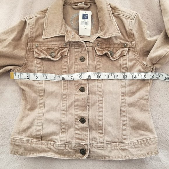 Girls GAP KIDS Youth L(10) Beige Tan Denim Button-Up Long Sleeve Jacket Pockets - Picture 10 of 13